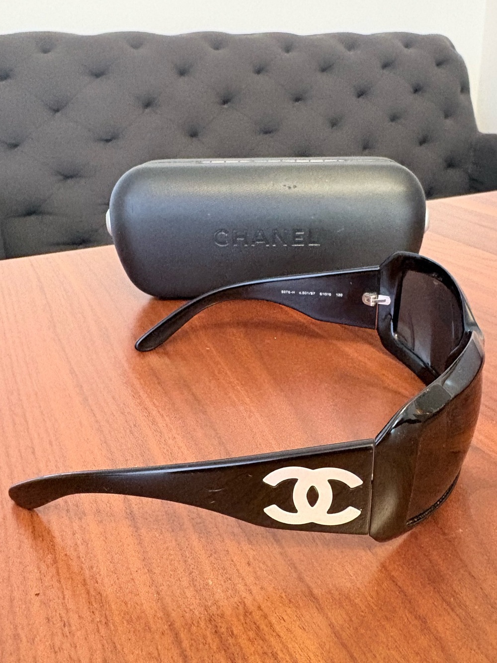 Vintage Chanel 5076-H Mother of Pearl CC Logo Sunglasses with Case